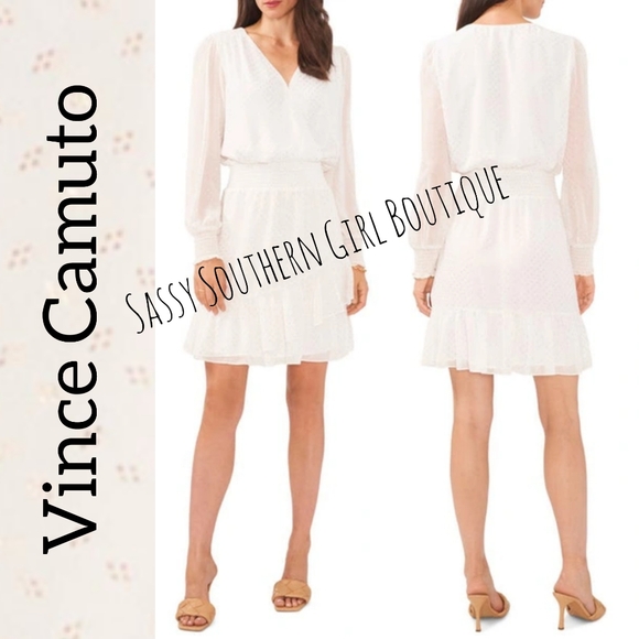 ⭐🆕 Vince Camuto white and gold metallic print mini dress - Picture 4 of 15